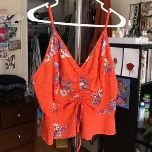 Orange Floral Cropped Tank 2X